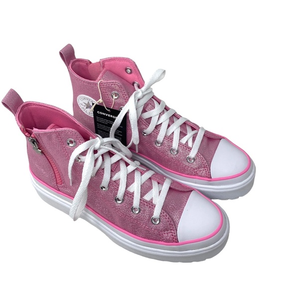 Converse Chuck Taylor Lugged Lift Pink Canvas Kids Women's High Sneaker A05230C - Picture 3 of 10